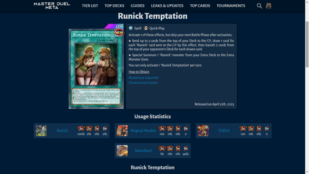 Runick Temptation added to Master Duel.png